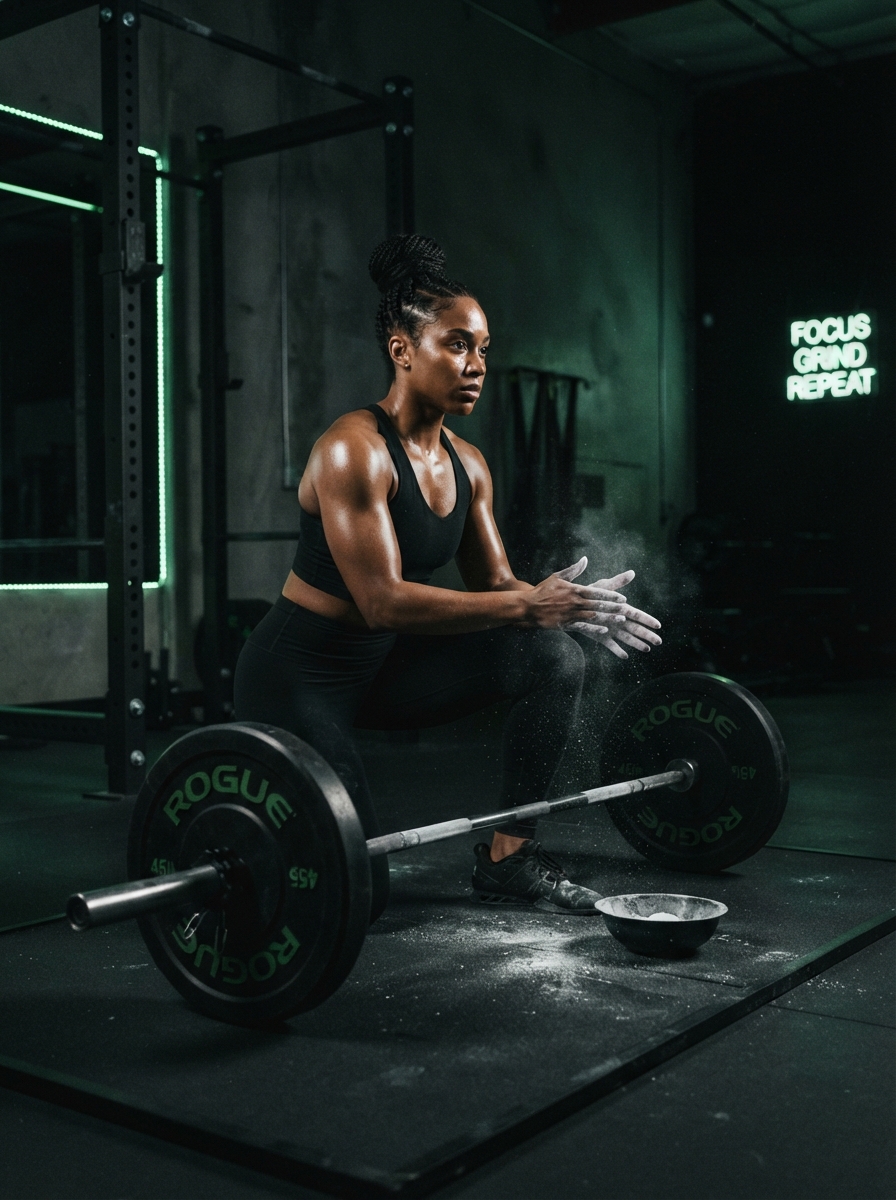 Lifter pressing dumbbells